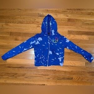 Threaded Peace Sign Bleach Splatter Hoodie Sweatshirt